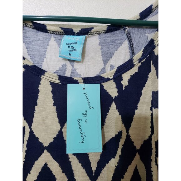 H.I.P. happening in the present, short sleeve, navy print shirt, size M - Picture 3 of 6